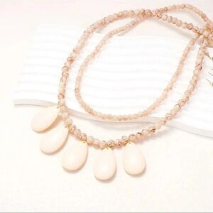 Anthropologie Bohemian Cream Drop Bead Necklace